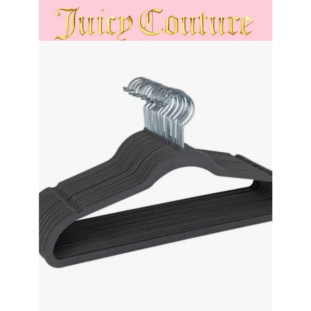 Juicy Couture Home 35-Piece Velvet Space Saving Hangers- Grey